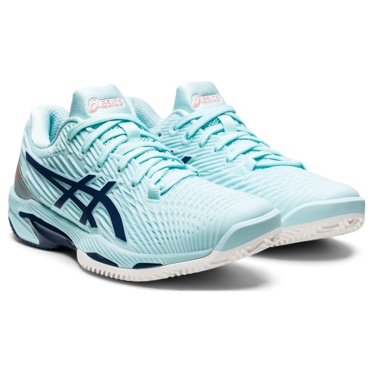 ASICS Women's SOLUTION SPEED FlyteFoam 2 CLAY Tennis Shoes, 5, CLEAR BLUE/LIGHT INDIGO