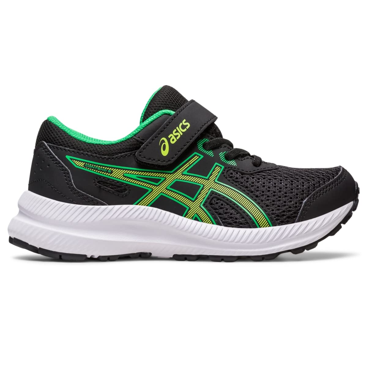 ASICS Kid's Contend 8 Pre-School Running Shoes, 1, Black/Lime Zest