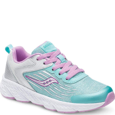 Saucony Wind Lace Running Shoe, Turquoise/Silver, 6.5 US Unisex Big Kid