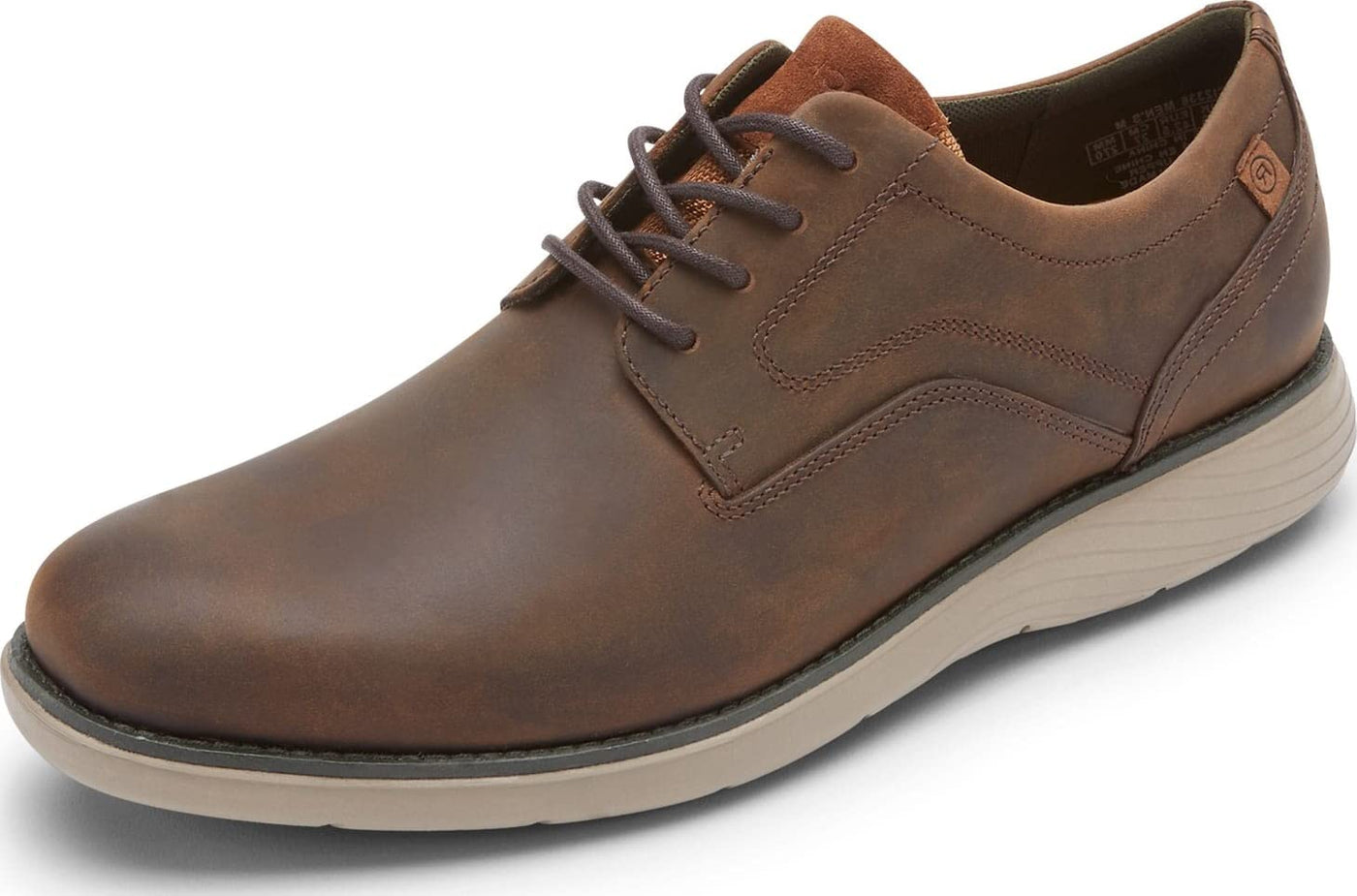 Rockport Men's Garett Plain Toe Oxford 7 Wide Brown