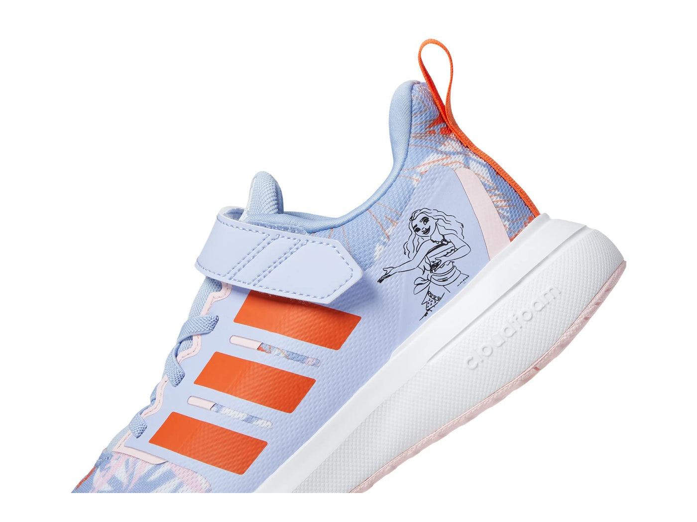 adidas Unisex-Child Fortarun 2.0 Cloudfoam Sport Running Lace Top Strap Shoes 5.5 Big Kid Blue Dawn/Semi Impact Orange/White (Elastic) (Moana)