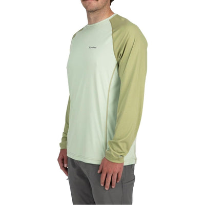 Simms SolarFlex Crewneck Long Sleeve Fishing Shirt for Men: UPF 50+ Sun Protection, Quick-Dry, Odor-Resistant (Light Green/Sage Heather, X-Large)