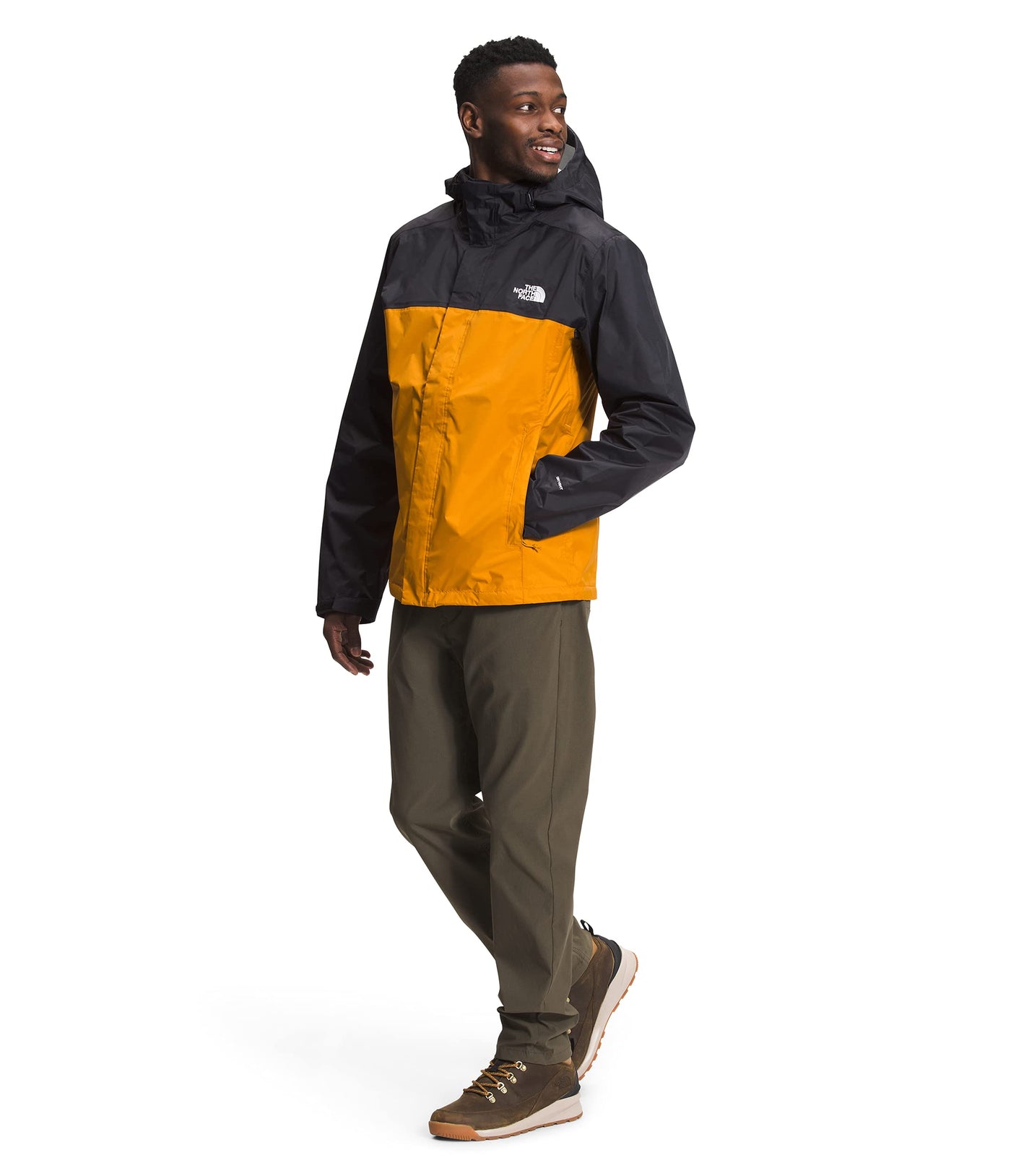 THE NORTH FACE Men’s Venture 2 Waterproof Hooded Rain Jacket (Standard and Big & Tall Size), Citrine Yellow/TNF Black, Large