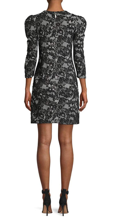 Michael Michael Kors Women's Lace Print Sheath Stretch Dress, Bone/Black (Small)