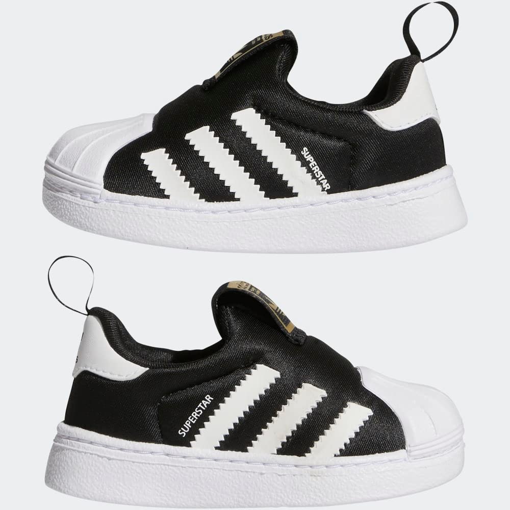 adidas Unisex-Child Superstar 360 Shoes 10 Toddler Black/White/Gold Metallic