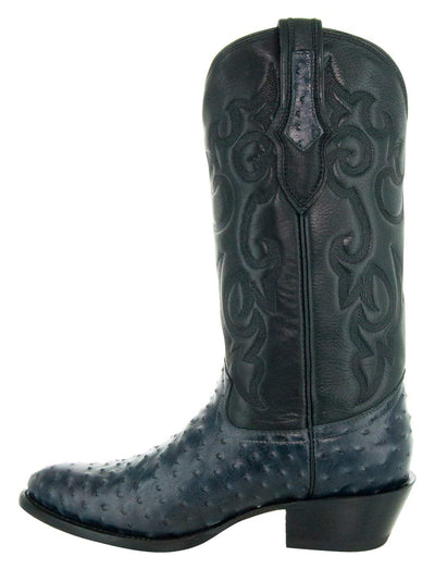 Soto Boots Men's Ostrich Print Cowboy Boots H7002(Dark Grey, 10.5)