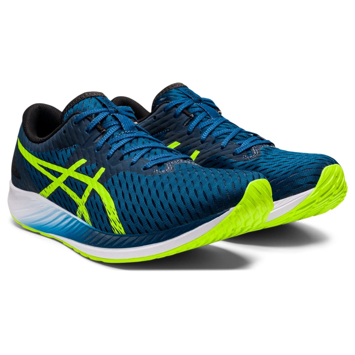 ASICS Men's Hyper Speed Running Shoes, 11.5, MAKO Blue/Hazard Green