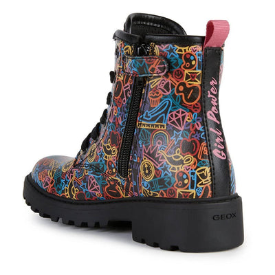 Geox Girl Bootie Ankle Boot 4 UK Child Black Multicolor