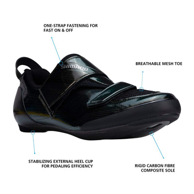 SHIMANO SH-TR901 Pro Triathlon Racing Shoe Dedicated to Speed and Efficiency, Black Pearl, 4-4.5 Men (EU 37)