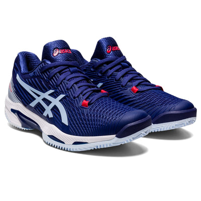 ASICS Solution Speed FF 2 Clay Tennis Shoes for Women - PU-Applied Upper - Supreme Bounce Dive Blue/Soft Sky 9 B - Medium