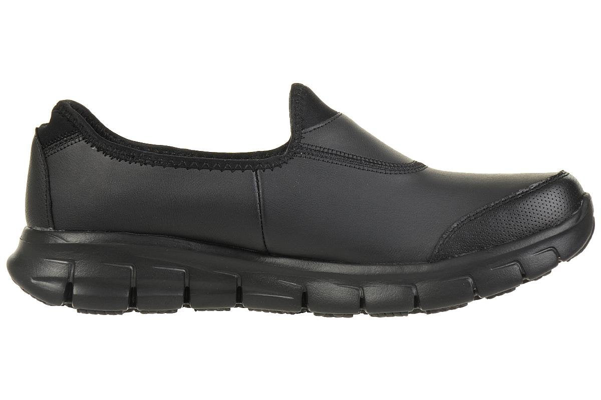 Skechers Women's Sure Track Slip Resistant Work Shoe 8 Black Leather