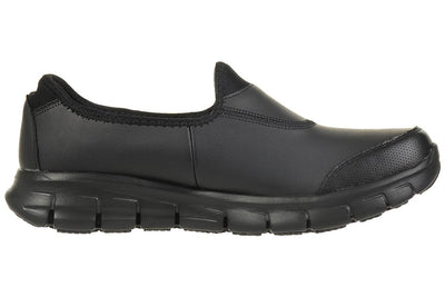 Skechers Women's Sure Track Slip Resistant Work Shoe 8 Black Leather