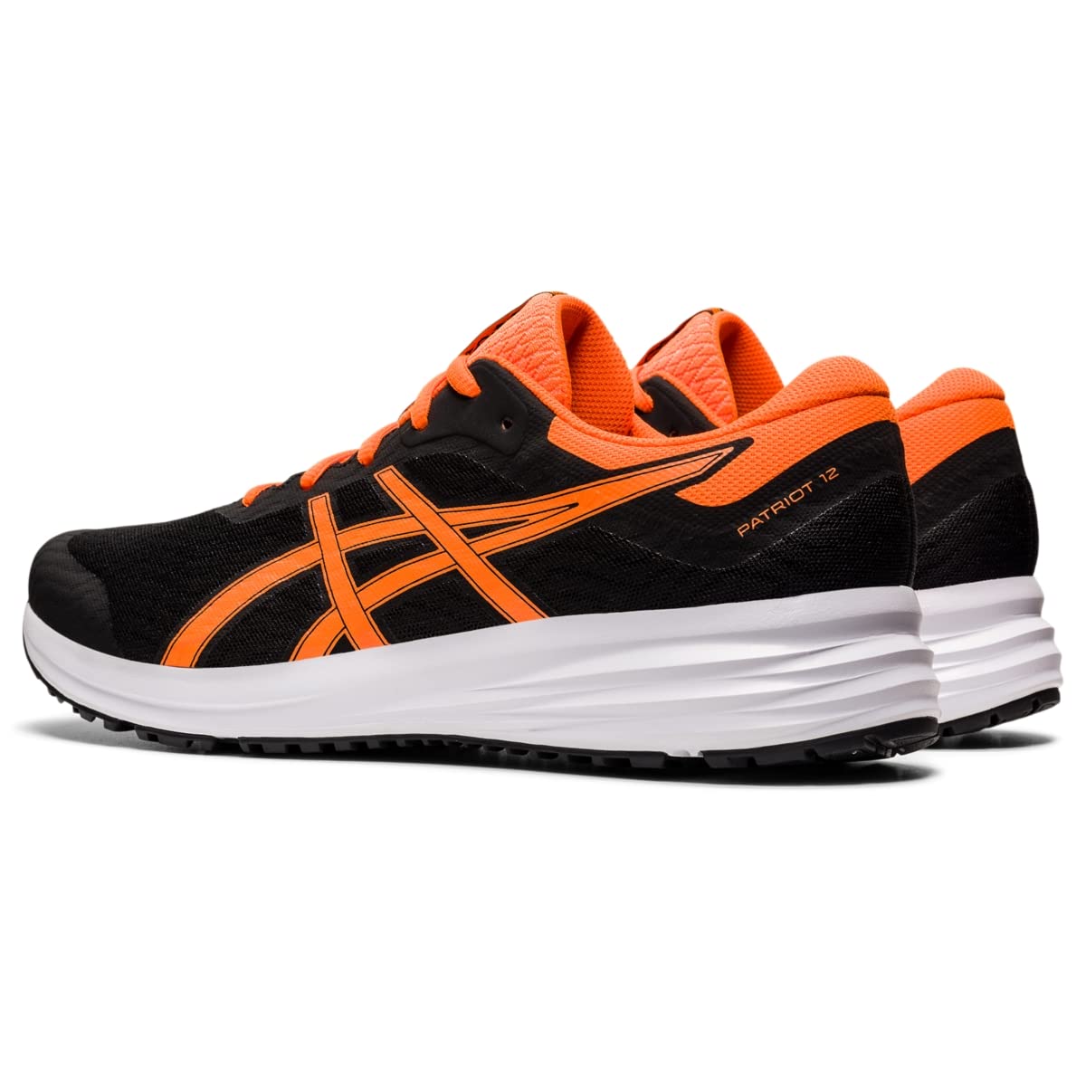 ASICS Men's Patriot 12 Running Shoes, 12, Black/Shocking Orange