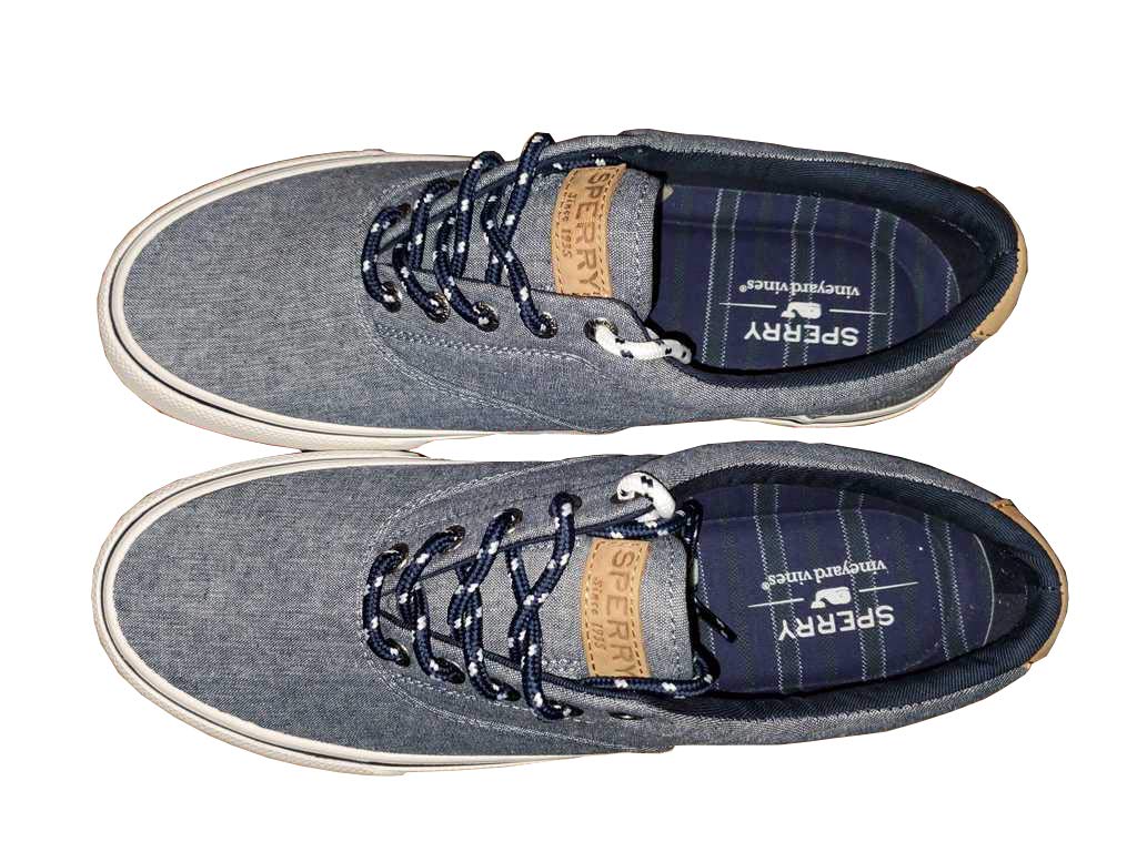 Sperry Men's Striper II Salt Washed CVO Sneaker (10, Navy Chambray)