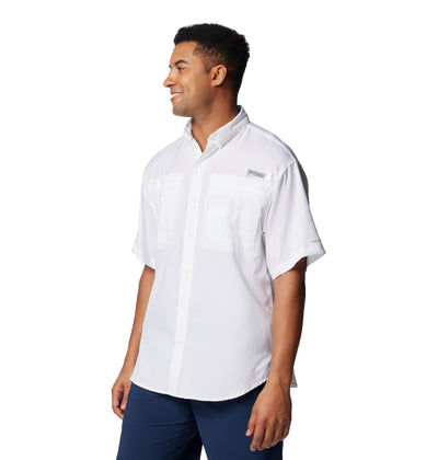 Columbia Mens PFG Tamiami II Short Sleeve Fishing Shirt, White, Medium