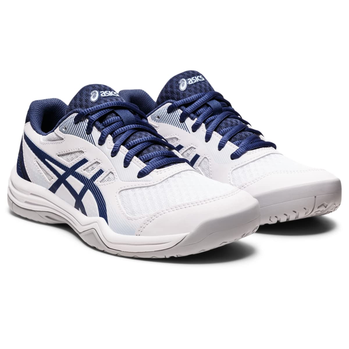 ASICS Women's Upcourt 5 Volleyball Shoes, 5.5, White/DEEP Ocean