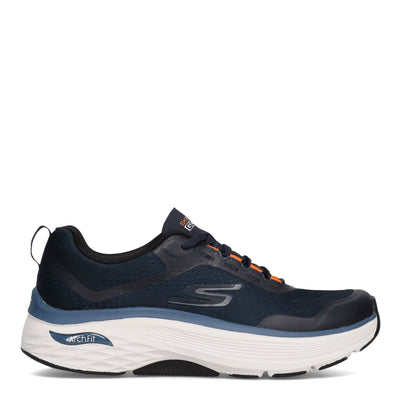 Skechers Men's Max Cushioning Arch Fit-Athletic Workout Running Walking Shoes with Air-Cooled Foam Sneaker, Navy/Orange, 14 X-Wide