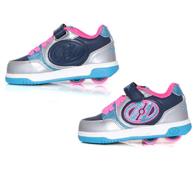 HEELYS Plus X2 (4 US Big Kid, Silver/Navy/Pink/Aqua)