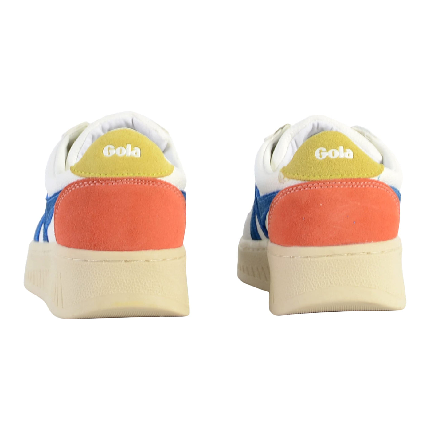 Gola® Grandslam Trident Sneakers for Women – Textile and Synthetic Upper, Insole, Outsole, Lining White/Marine Blue/Limelight 8 B - Medium