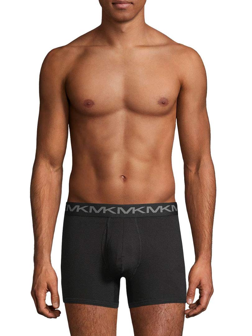 Michael Kors Men`s Performance Cotton Boxer Briefs 4 Pack (Black(RR1X001)/Grey, X-Large)