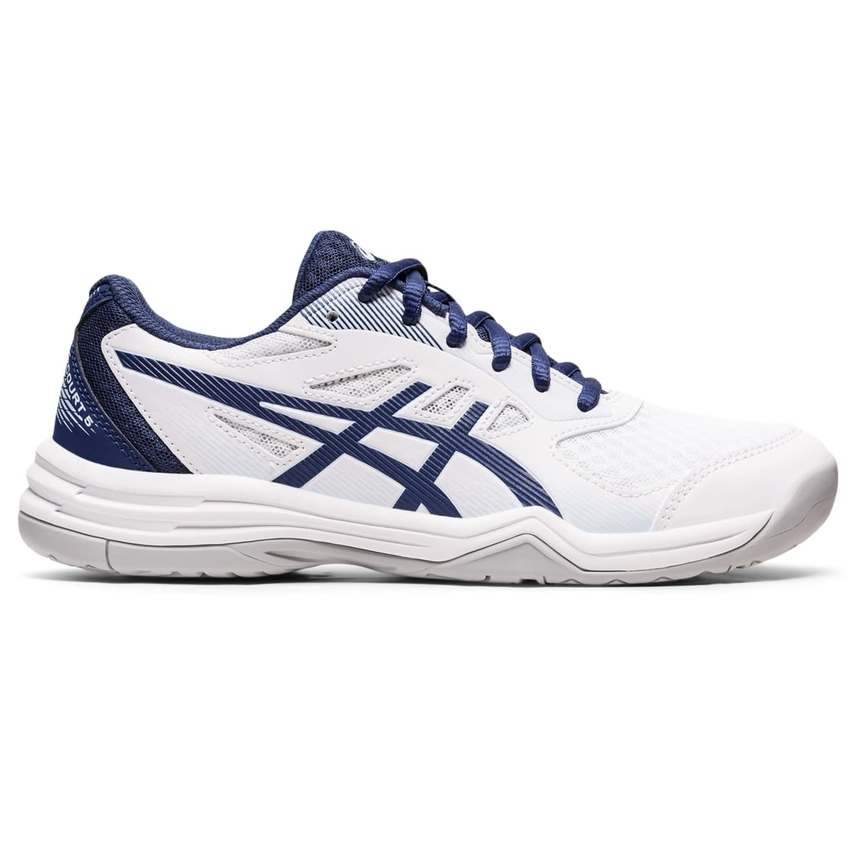 ASICS Women's Upcourt 5 Volleyball Shoes, 5.5, White/DEEP Ocean