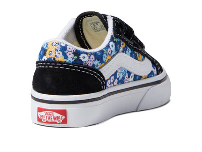 Vans Unisex-Child Old Skool V Core (Little Big Kid) 8 Toddler (Floral) Black/Multi