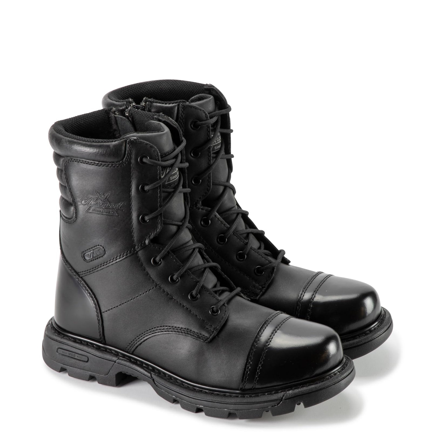 Thorogood GEN-Flex2 8” Side-Zip Black Tactical Boots for Men and Women - High-Shine Leather Heel & Toe with Goodyear Storm Welt and Slip-Resistant Outsole 15