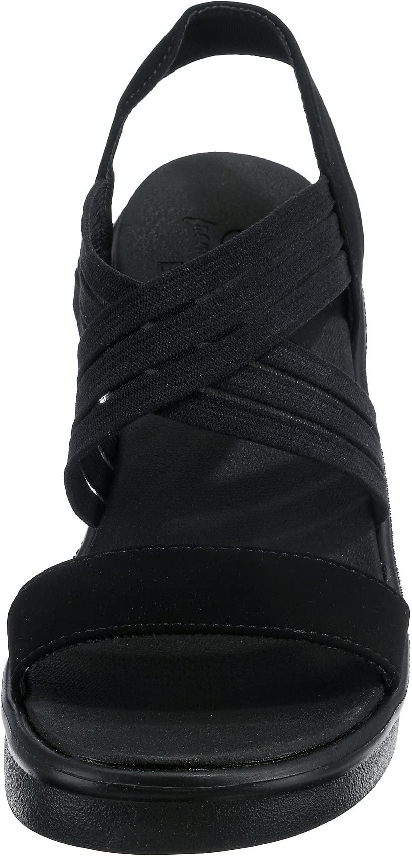 Skechers Women's Wedge Sandal, Black/Black, 9