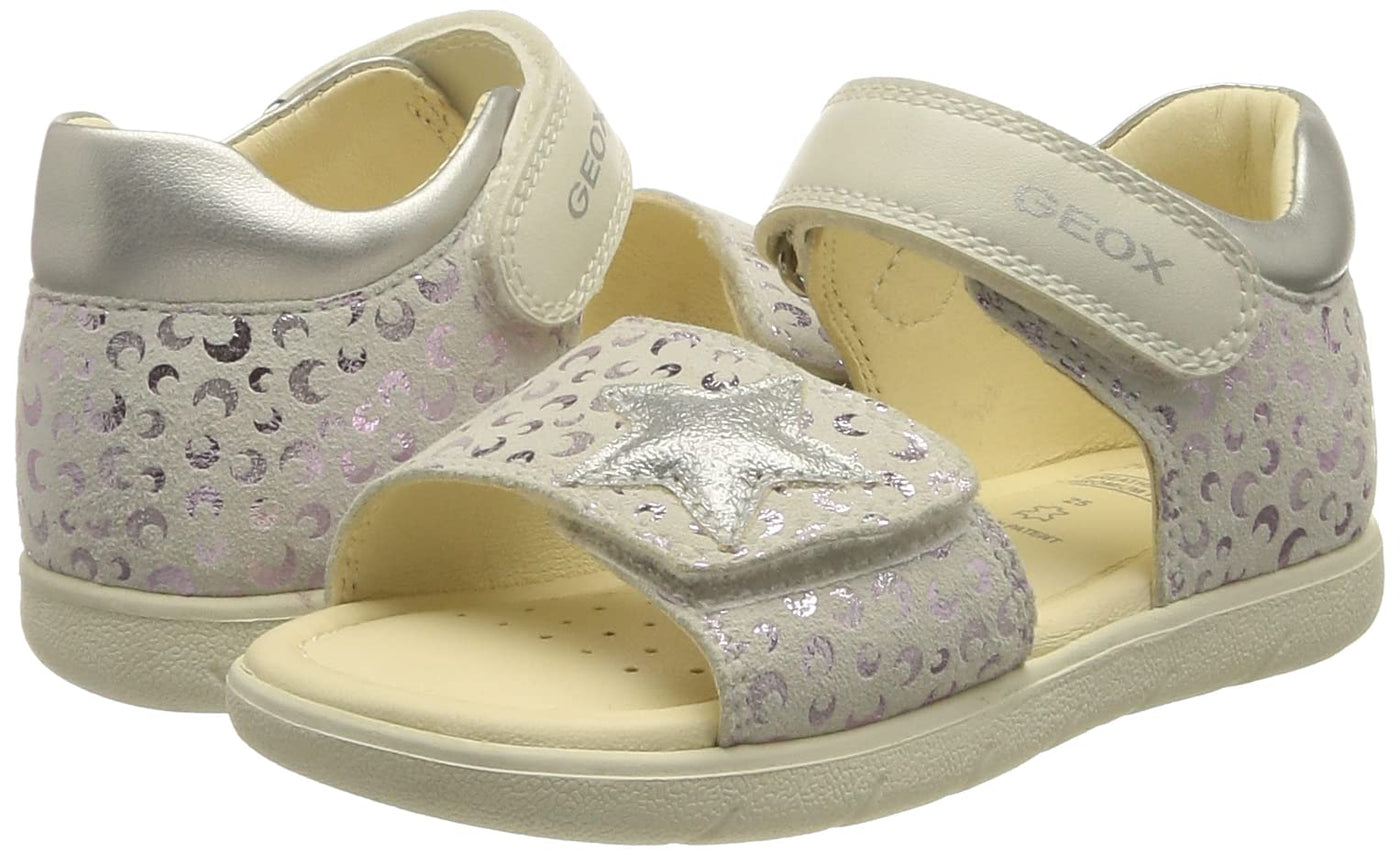 Geox Baby Girl's Alul Sandal 17 (Toddler) White/Silver 26 (US 9 Toddler) M