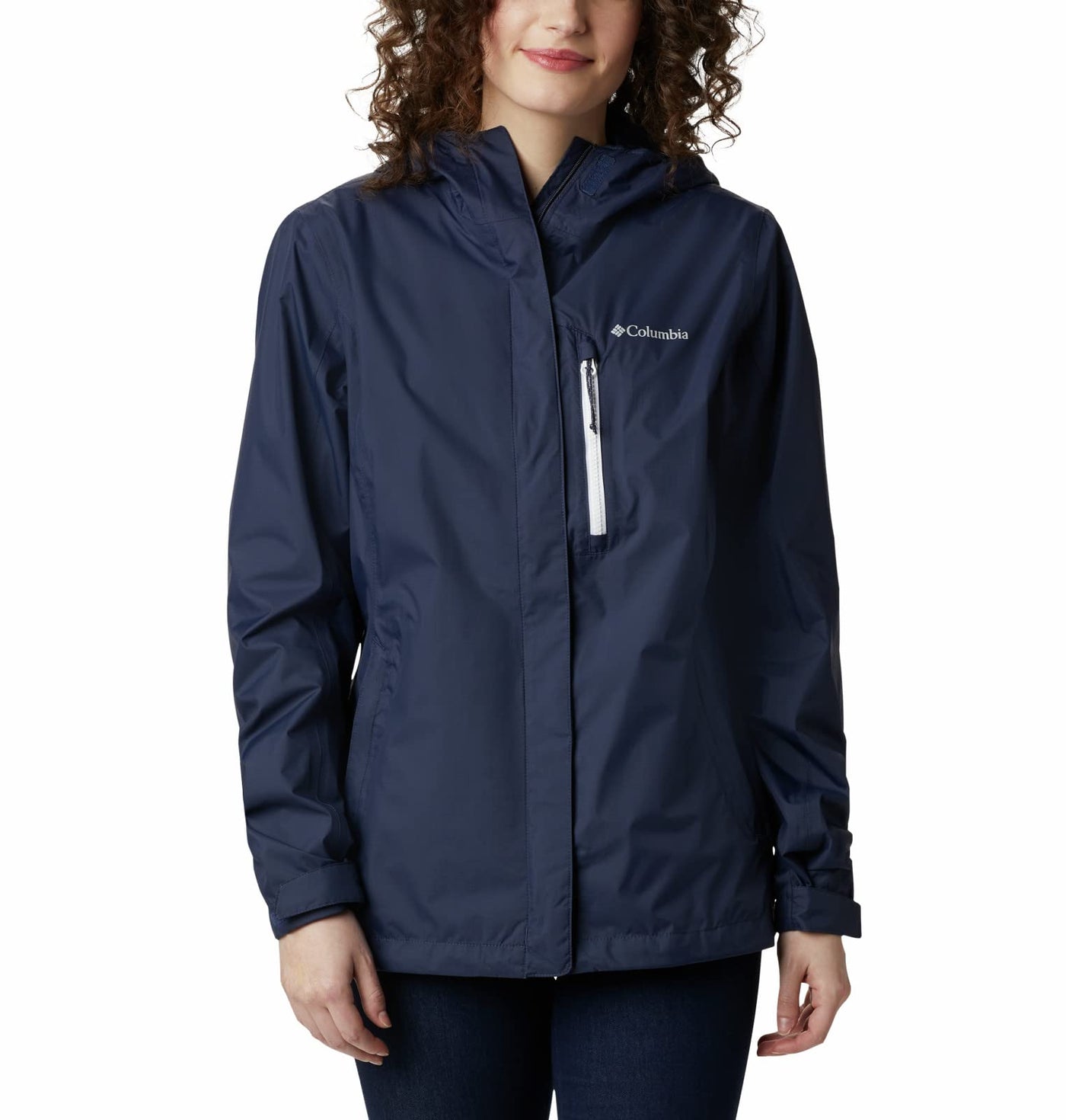 Columbia Women's Pouring Adventure II Jacket, Nocturnal/White Zip, Small