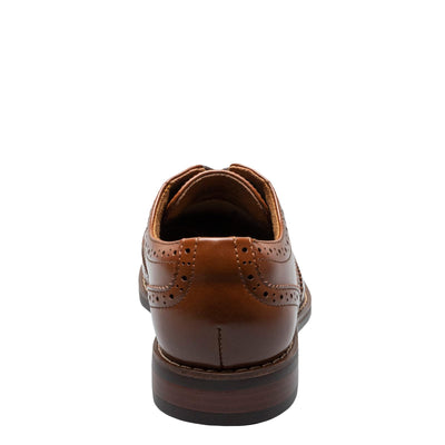 Florsheim Rucci Wingtip Jr Boys' Toddler-Youth Oxford, 4 M US Big Kid, Cognac