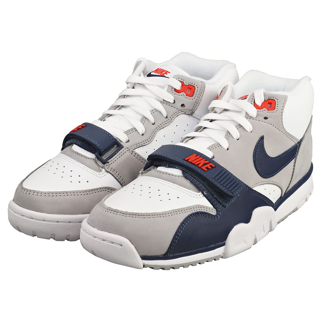 Nike Men's Air Trainer 1 Basketball Shoes, White/Midnight Navy/Medium Gre, 10