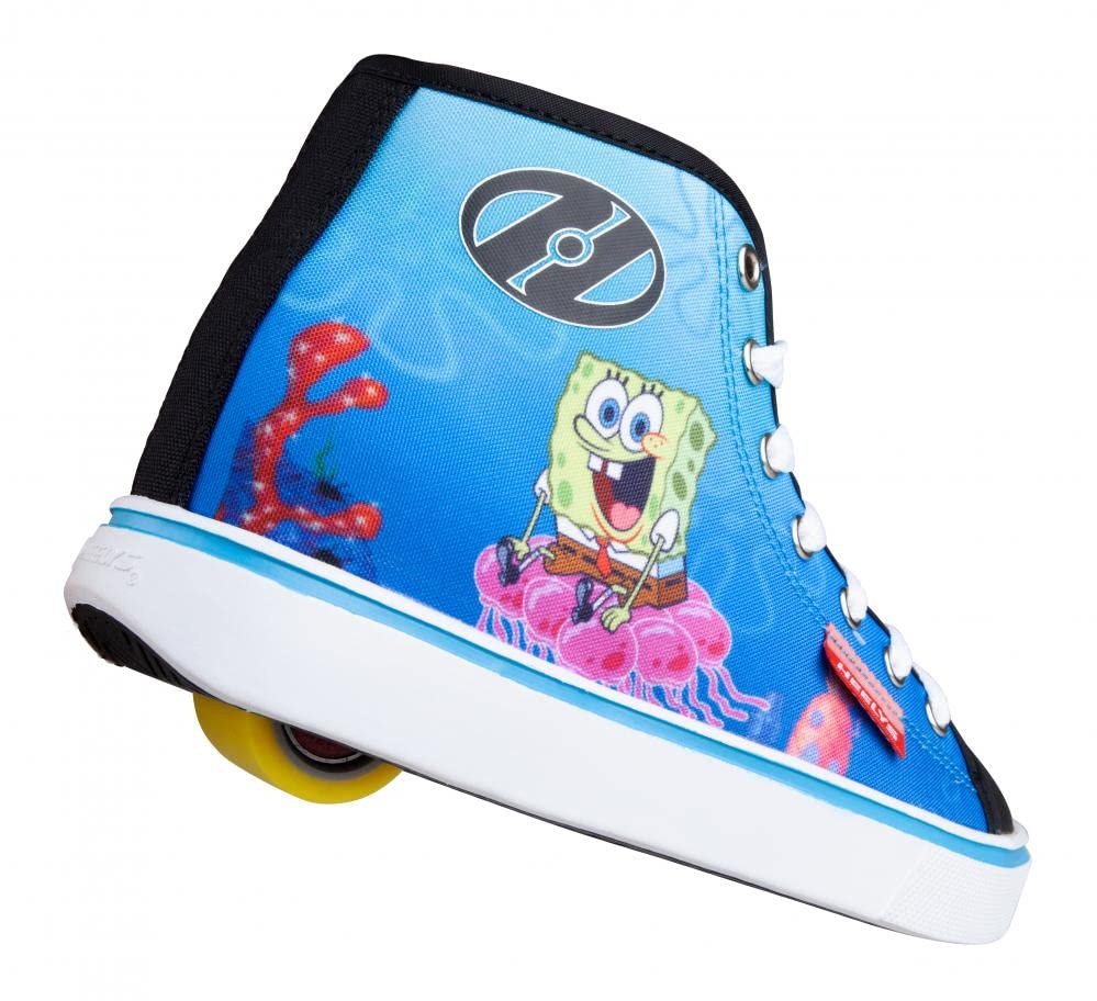 HEELYS Youth Kids Hustle Spongebob Wheels Skate Sneaker Shoes (Black/White/Multi, 13, Numeric_13)