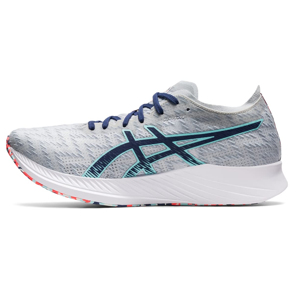 ASICS Men's Magic Speed Running Shoes, 8.5, Glacier Grey/Thunder Blue