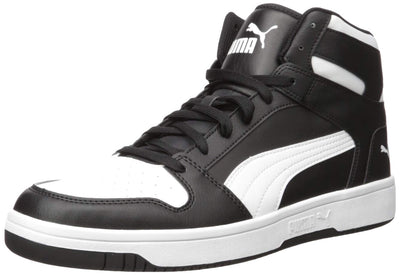 PUMA Mens Rebound Layup Sneaker, PUMA Mens black-PUMA Mens white, 10.5