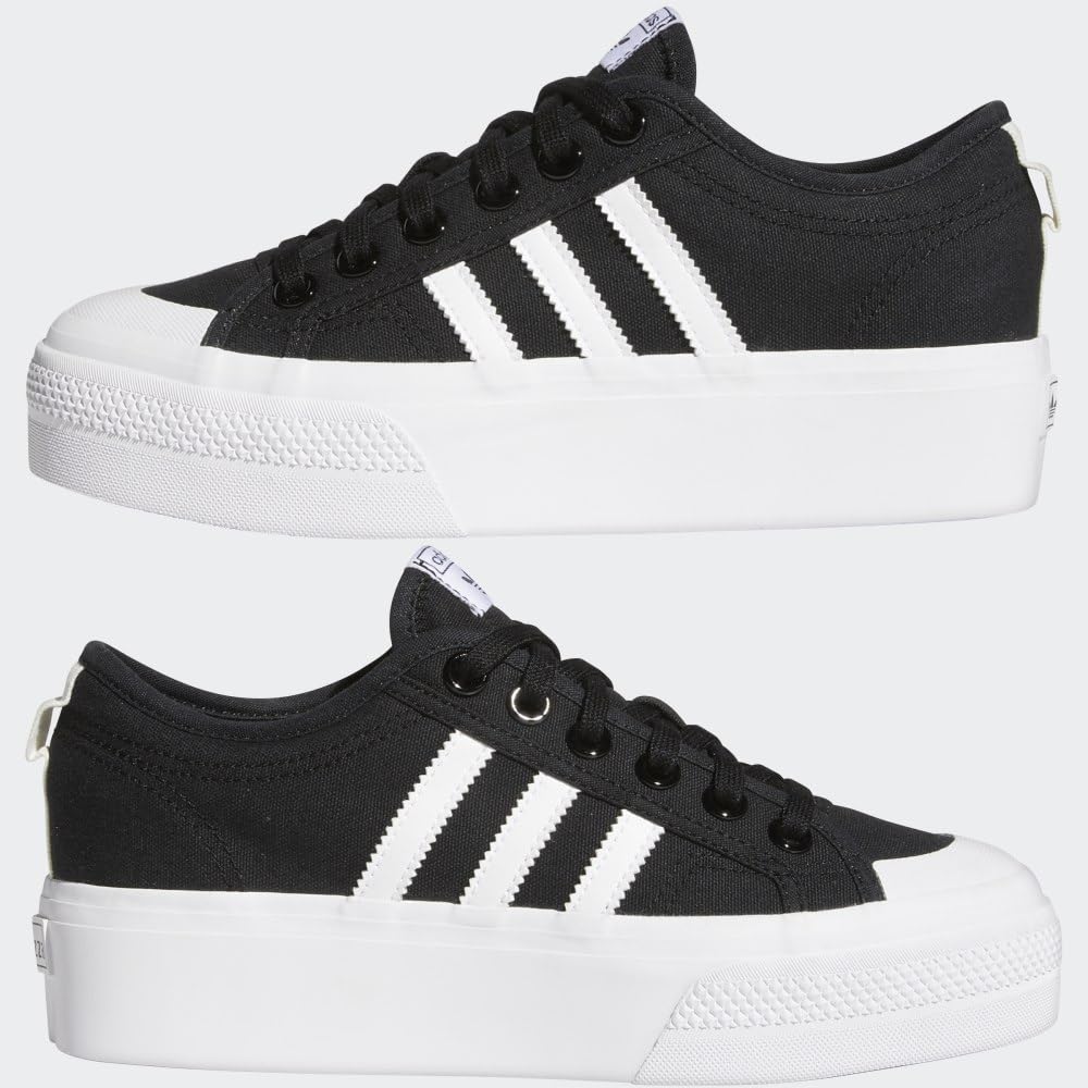 adidas Originals Women's Nizza Platform, Black/White/White, 8.5