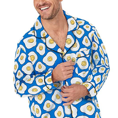 BedHead Pajamas Zappos Print Lab: Sunny Side Up Long Sleeve Classic PJ Set Sunny Side Up LG (36-38" Waist)