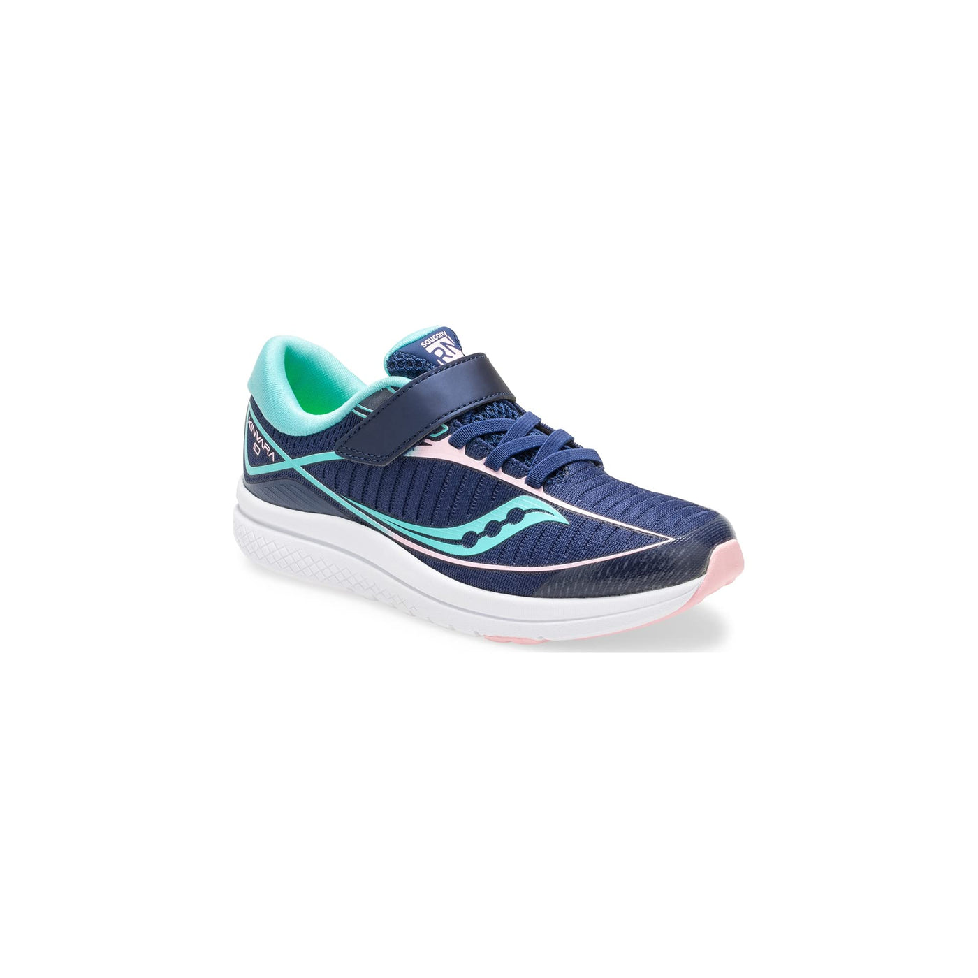 Saucony Unisex-Child Kinvara 10 A/C Sneaker, Navy/Turquoise, 135 Wide US Little Kid