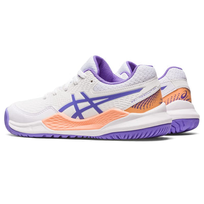 ASICS Kid's Gel-Resolution 9 Grade School Tennis Shoes, 1, White/Amethyst