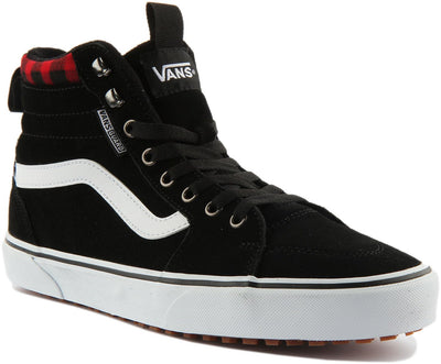 Vans Men's Single Sneaker, Suede Black Red Plaid, 9