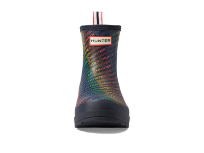 Hunter Play Short Logo Rainbow Print Boots for Women - Waterproof Synthetic Upper, Polyester Lining, and Regular Fit Hunter Logo Rainbow Xray Navy 7 M