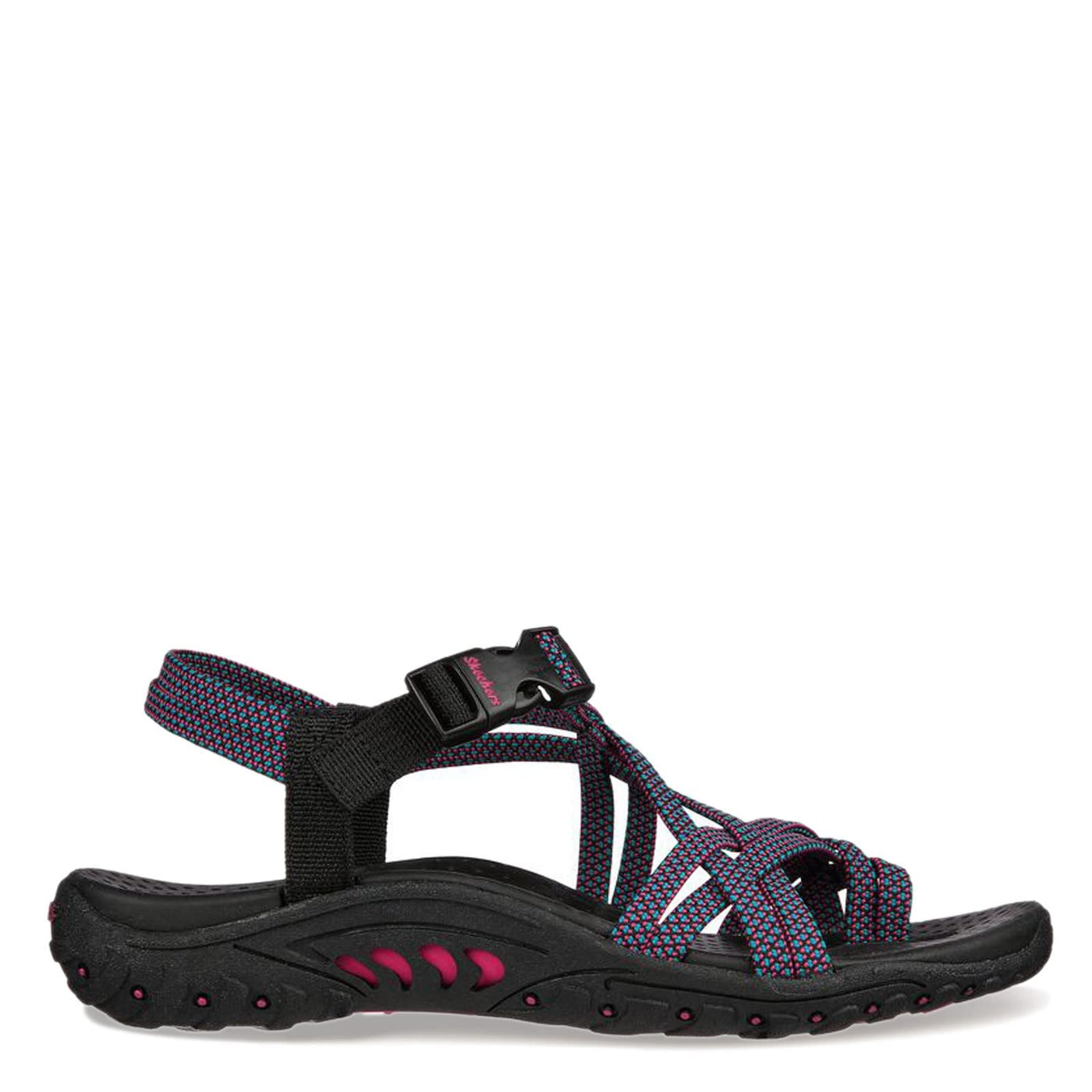 Skechers Women's Reggae-IRIE MON Sport Sandal, Black/Multi, 9