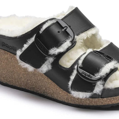 Birkenstock WMNS NORA BIG BUCKLE (1017641) BLACK/SHEARLING EGGSHELL 36 N