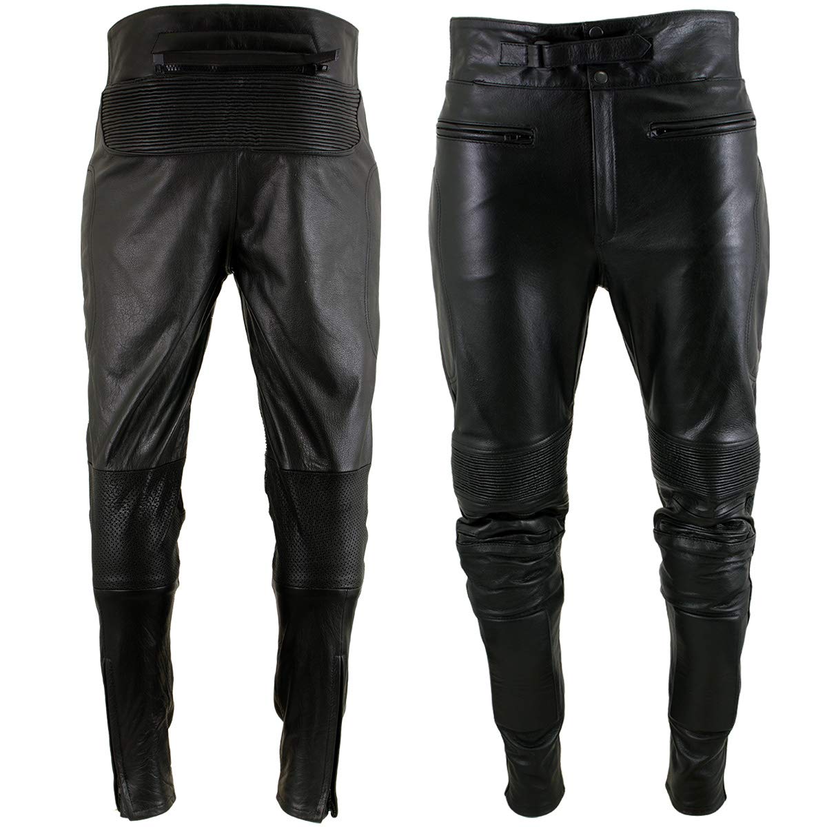 Xelement B7466 Men's 'The Racer' Black Cowhide Leather Racing Pants with X-Armor Protection - 44