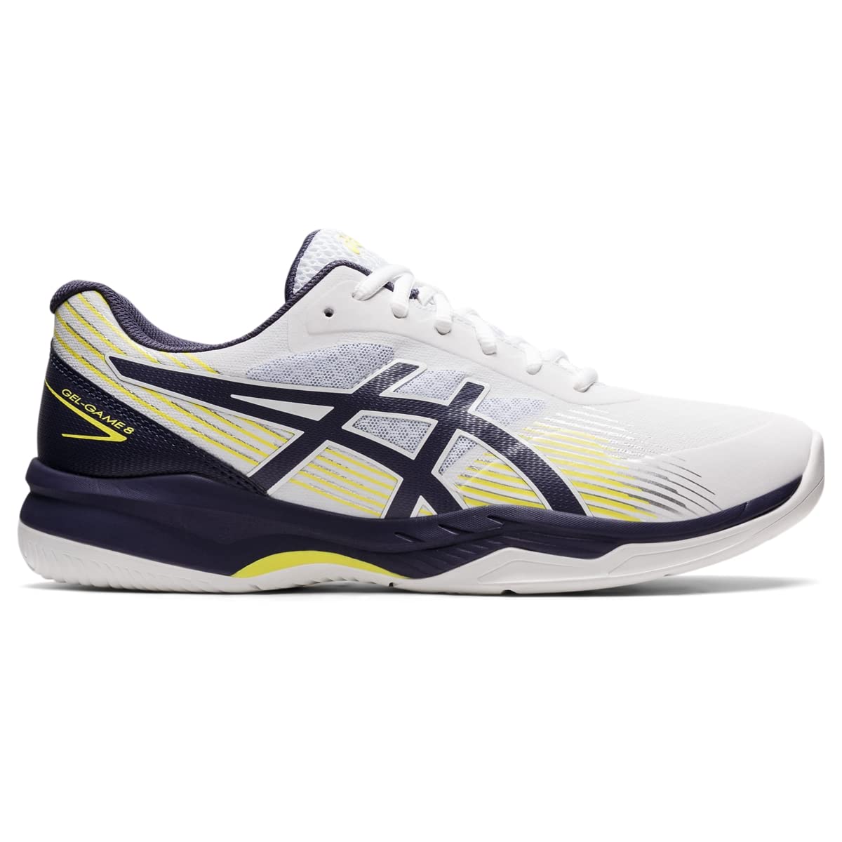 ASICS Men's GEL-GAME 8 Tennis Shoes, 7.5, WHITE/INDIGO FOG