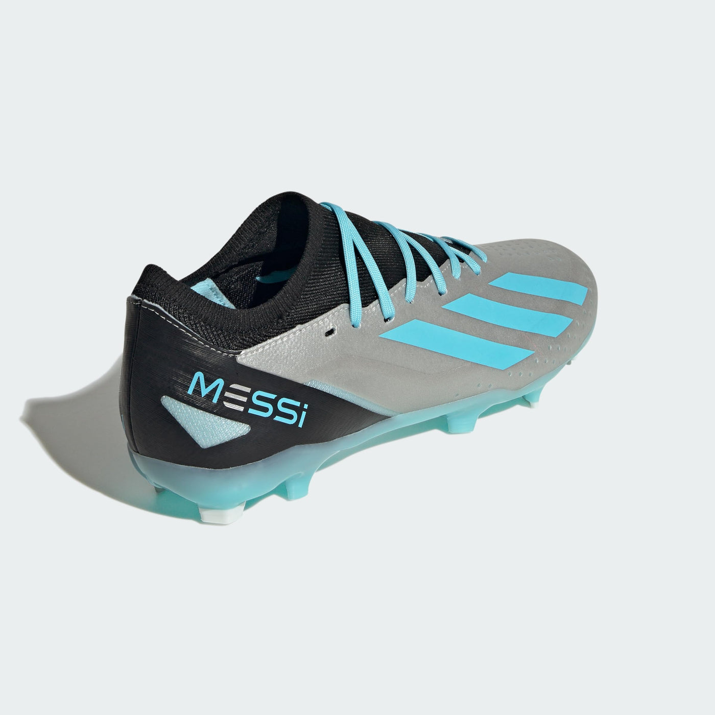 adidas Unisex X Crazyfast Messi.3 Firm Ground Sneaker, Silver Metallic/Bliss Blue/Core Black, 8 US Men