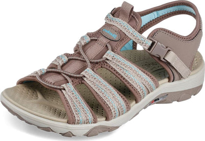 Skechers Women's Arch FIT Reggae-GROUNDBREAKIN Fisherman Sandal, Dark Taupe, 7