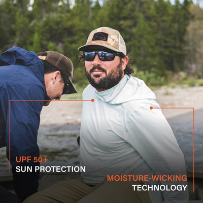 Simms SolarFlex UPF 50+ Shirt - Premium Sun Protection Hoodie for Men, Lightweight, Quick-Dry, Breathable Outdoor Apparel for Men (Nightfall Heather, XX-Large)