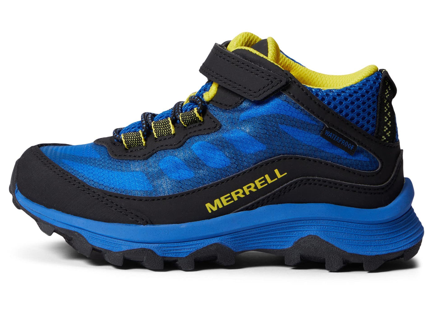 Merrell Moab Speed Mid Alternative Closure Waterproof Hiking Boot, Black/Royal, 7 US Unisex Big Kid