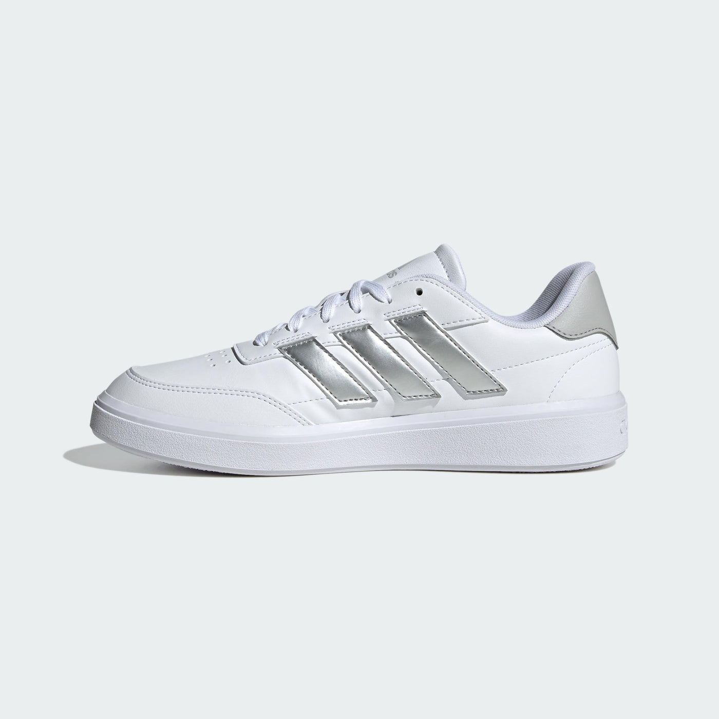 adidas Women's Courtblock Sneaker 8.5 White/Silver Metallic/Grey